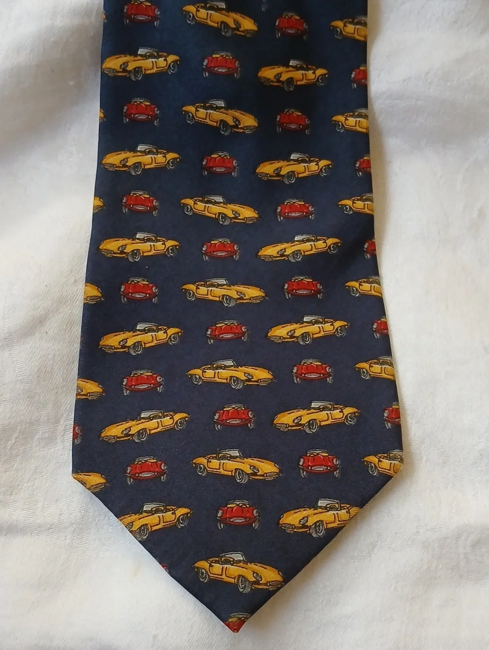 Banana Republic Vintage Sports Cars Navy 100% Silk Tie Made In Italy